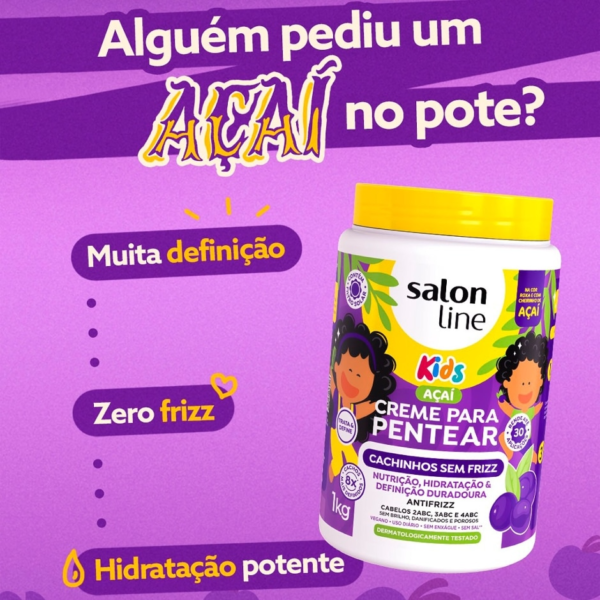 Kit Cheirinho de Açaí com Creme para Pentear e Gelatina #todecacho Kids - Imagem 7
