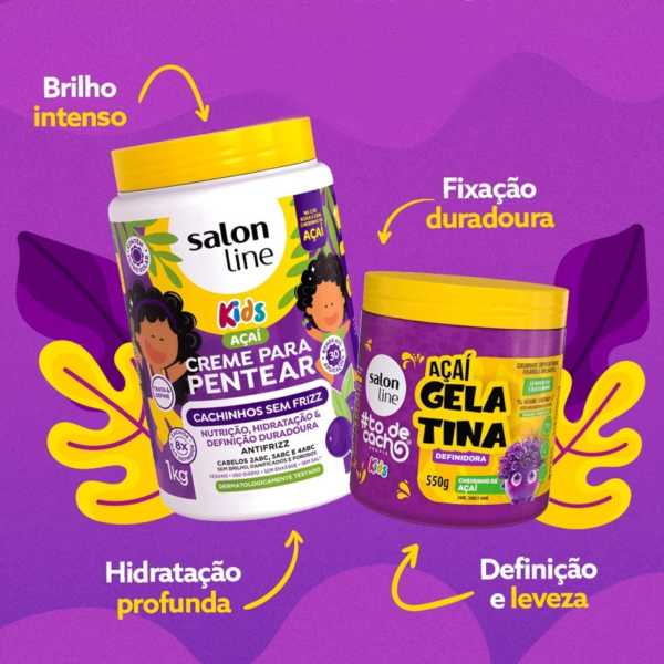 Kit Cheirinho de Açaí com Creme para Pentear e Gelatina #todecacho Kids - Imagem 6