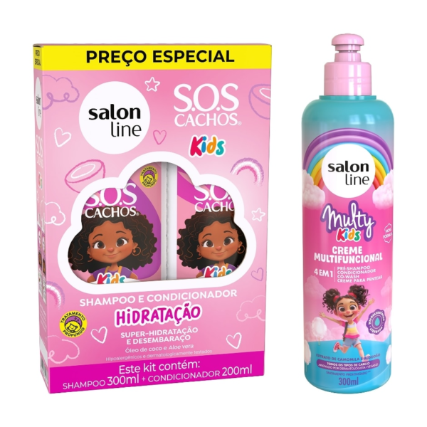 Kit SOS Cachos Hidratação com Shampoo + Condicionador e Creme Multy Kids - Imagem 3