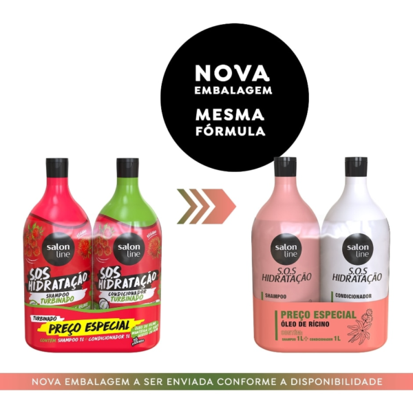Kit S.O.S Hidratação Óleo de Rícino Shampoo e Condicionador Litrão Salon Line - Imagem 2
